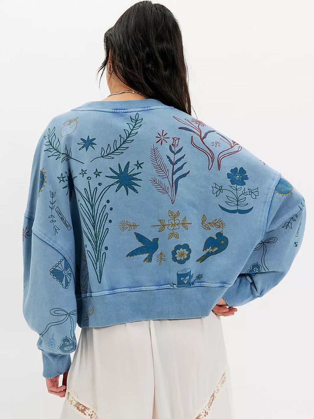 NWT FREE PEOPLE Gaia Sweatshirt | Folk Combo MSRP $128 Oversized - Picture 3 of 4
